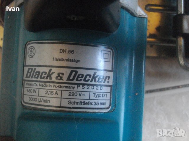 Оригинален-Black Decker DN56-W.Germany-Малък Ръчен Немски Циркуляр-ф130мм-450Вата-Отличен-Блек Декер, снимка 10 - Други инструменти - 37437656
