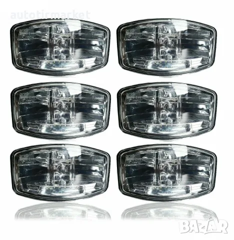 6 бр. Лед LED Правоъгълен Халоген за Тир, Камион – T147