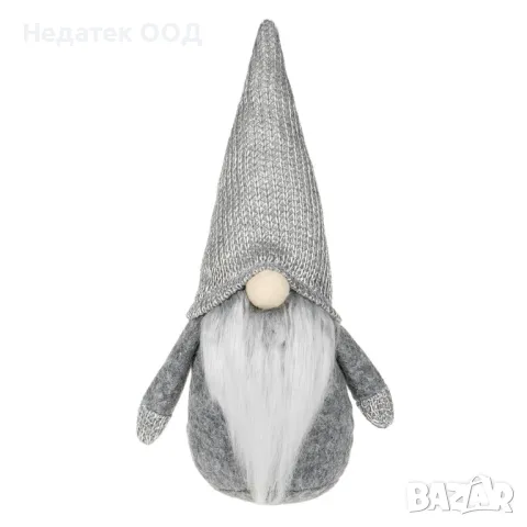 Коледна декоративна украса, Гном, Сив,  28 см