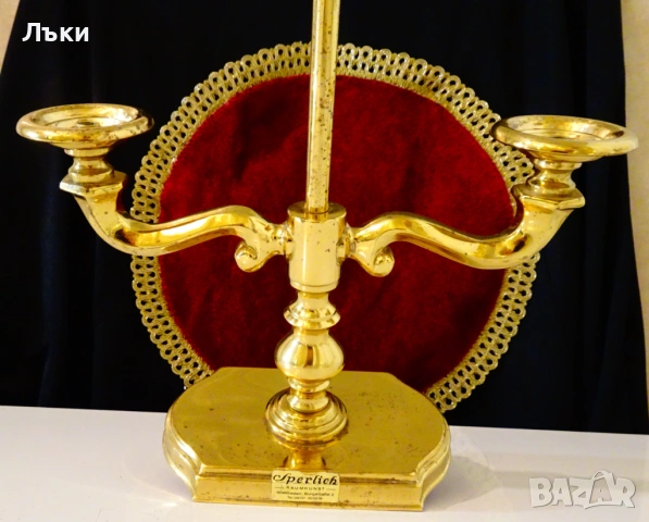 Бронзов свещник,позлата,42 см.,1.2 кг. , снимка 6 - Антикварни и старинни предмети - 54083478