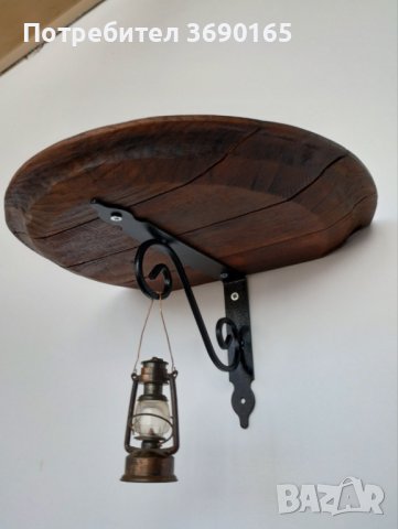 Стенни етажерки, цветарници изработени от дъбов масив с елементи от ковано желязо , снимка 10 - Декорация за дома - 40211525