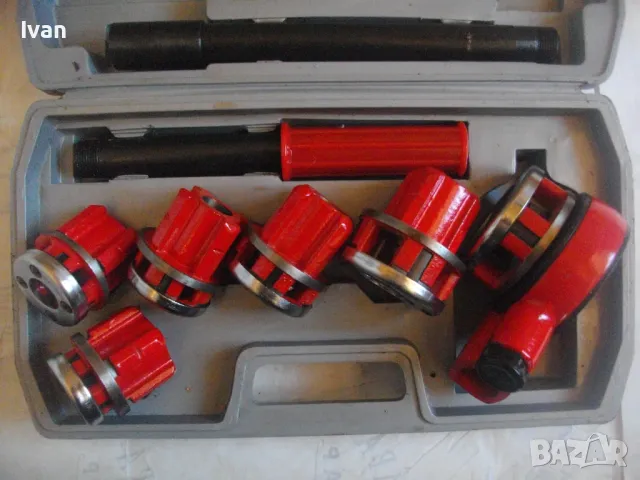 НОВ КОМПЛЕКТ РЕЗБОНАРЕЗЕН 1/4-1 1/4 ЦОЛ ВИНТОРЕЗ ПАФТА ПЛАШКА РЕЗБИ ТРЪБИ 6ГЛАВИ ДЕСНИ СТАНДАРТ BSPT, снимка 7 - Други инструменти - 48048670