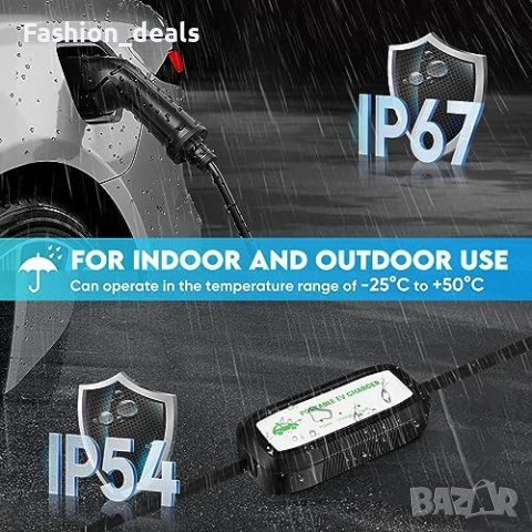 Нов Водоустойчив EV Заряден Кабел  за кола FNRIDS, 3.3KW, LED Индикатори, 6м, снимка 4 - Аксесоари и консумативи - 42827187