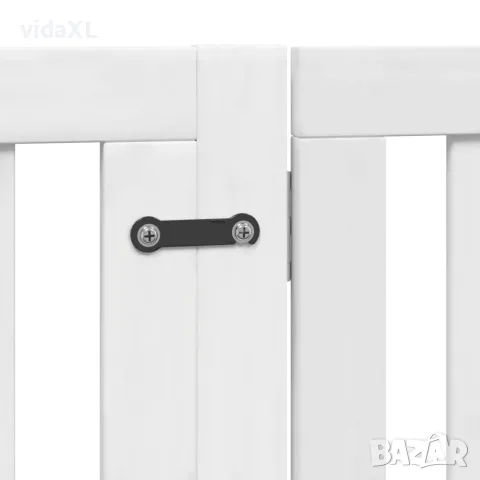 vidaXL Сгъваема преграда за кучета с врата 4 панела бял 320 см топола, снимка 9 - За кучета - 56147232