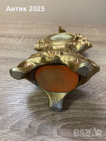 Винтидж часовник с фигура на путти (амур), механичен, работещ, бронз/месинг, снимка 4 - Антикварни и старинни предмети - 52854712