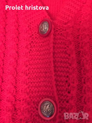 Червена жилетка, ръчно плетена, снимка 2 - Жилетки - 38202362