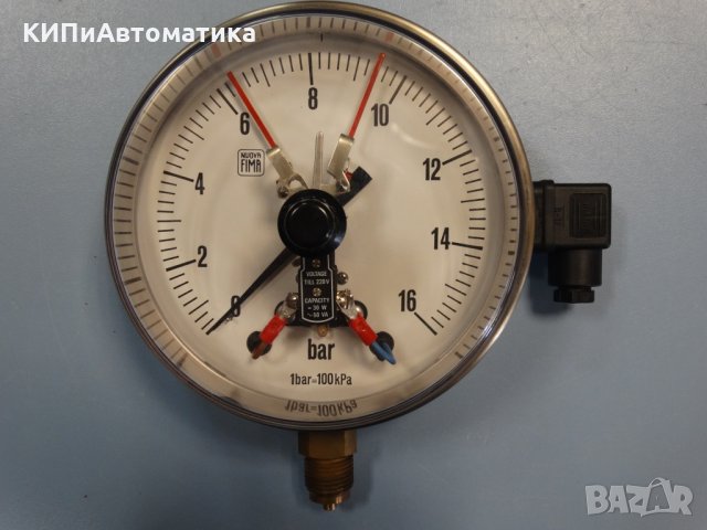 Ел. контактен Манометър Nuova Fima Ф 160, 16 bar, снимка 4 - Резервни части за машини - 34450071