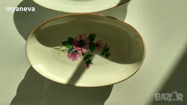 Български порцелан,супник , голяма плато , чиния (40 см), чинии за ядки и мезета (7 бр.)., снимка 7 - Чинии - 51379915