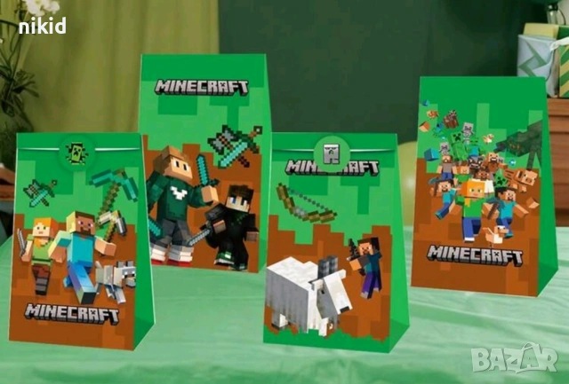 Майнкрафт Minecraft хартиени пакети торбички подаръчни опаковки + лепенка торба плик опаковки 