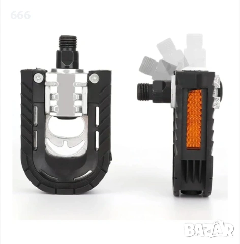 Сгъваеми велосипедни педали от алуминиева сплав, плосък дизайн, неплъзгащи се, черен цвят, 