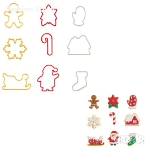 Комплект форми за сладки 9 броя, коледни, снимка 4 - Форми - 51541012