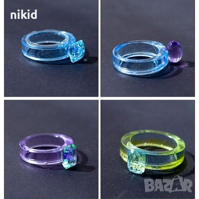 14 размера пръстен халка и камъни силиконов молд форма калъп смола ръчна изработка, снимка 5 - Форми - 37463684
