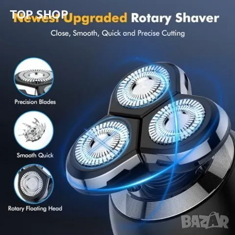 Нова Мощна мъжка самобръсначка с 3D плаваща глава и USB-C + комплект приставки, снимка 3 - Електрически самобръсначки - 49319053