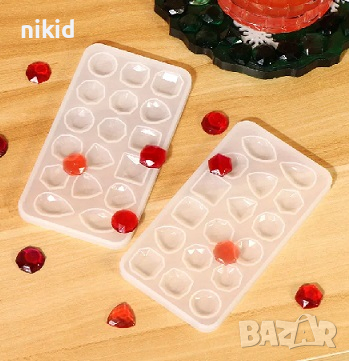 18 вида камъни диаманти кристали силиконов молд форма фондан шоколад гипс смола бижу декор украса, снимка 4 - Форми - 44751966