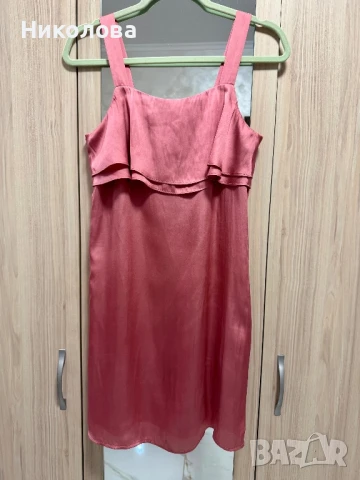 Къса розова сатенена рокля H&M , снимка 1