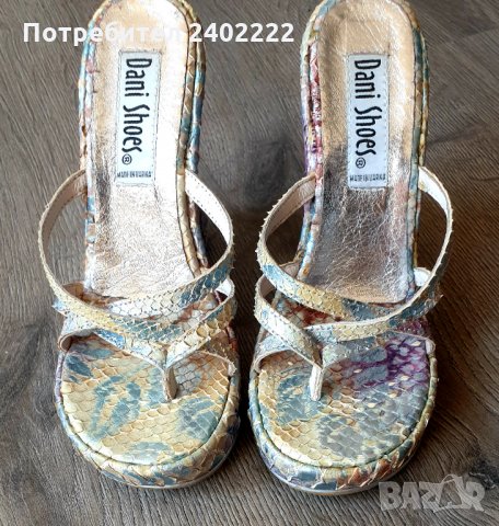 Летни сандали от естествена змийска кожа на платформа, снимка 3 - Сандали - 30220905