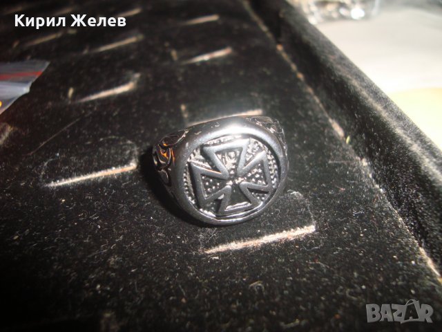 СТОМАНЕН с ТЕВТОНСКИ КРЪСТ МОДЕН МАСИВЕН ПРЪСТЕН НЕРЪЖДАЕМ 25045, снимка 8 - Пръстени - 34528694