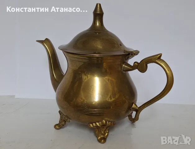 Стар бронзов чайник, снимка 5 - Антикварни и старинни предмети - 48043320