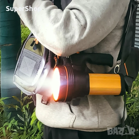 МОЩЕН Акумулаторен LED фенер прожектор  DAT A398 далекобоен 800м, снимка 2 - Други инструменти - 52158352