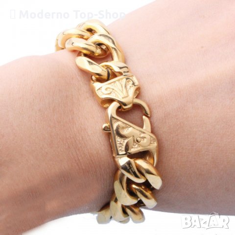 Масивна луксозна гривна от медицинска стомана с високо качество-80 грама !!!!!!, снимка 4 - Гривни - 34192412