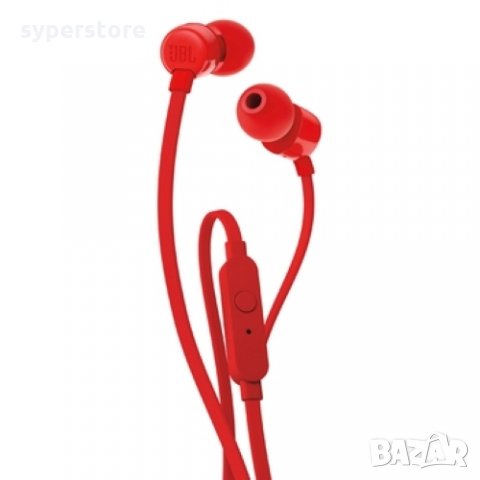 Слушалки с микрофон JBL Tune 110 Handsfree Слушалки за телефон Червени Тапи за уши In-earphone , снимка 2 - Слушалки и портативни колонки - 31957296