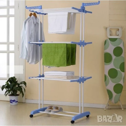 Вертикален сушилник за дрехи на колелца с Три нива тип подвижен простор, снимка 3 - Други стоки за дома - 51324604