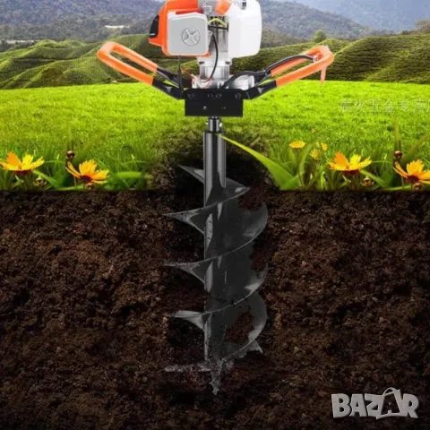 Бензинов Свредел KRAFTROYAL Двутактов Свредло за Земя 68 кубика, снимка 5 - Градинска техника - 51429537