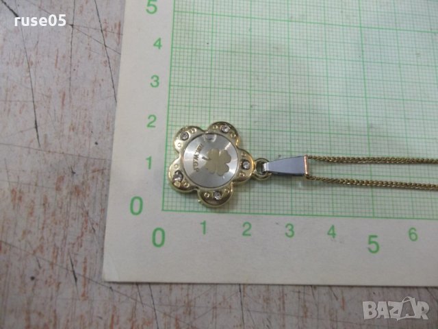 Синджир с висулка "Детелина" с камъни имитационна бижутерия, снимка 4 - Бижутерийни комплекти - 30302903