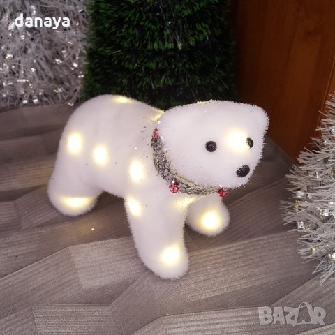 2501 Светеща коледна фигура Бяла мечка с Led светлини, 19x22cm, снимка 2 - Декорация за дома - 34539020