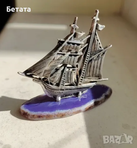 Сребърно преспапие кораб, подарък от сребро, сребърно преспапие, снимка 7 - Колиета, медальони, синджири - 47849505