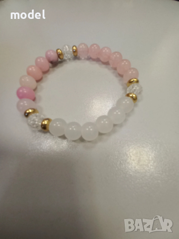 Колие Сърце Розов кварц комплект с гривна , снимка 5 - Колиета, медальони, синджири - 46163442