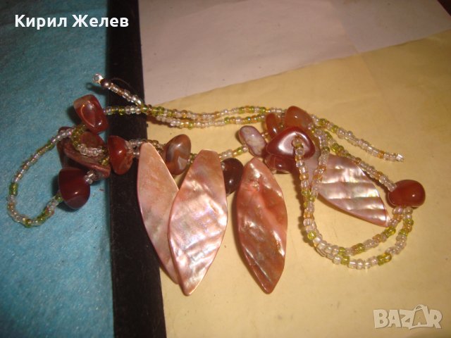 СКЪПОЦЕННА АРТ ОГЪРЛИЦА КАРНЕОЛ и КРАЛСКИ СЕДЕФ и МЪНИСТА РЪЧНА ХУДОЖЕСТВЕНА ИЗРАБОТКА 27087, снимка 12 - Колиета, медальони, синджири - 35119841