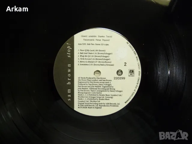 Sam Brown – Stop! 1988 LP, снимка 6 - Грамофонни плочи - 48803205