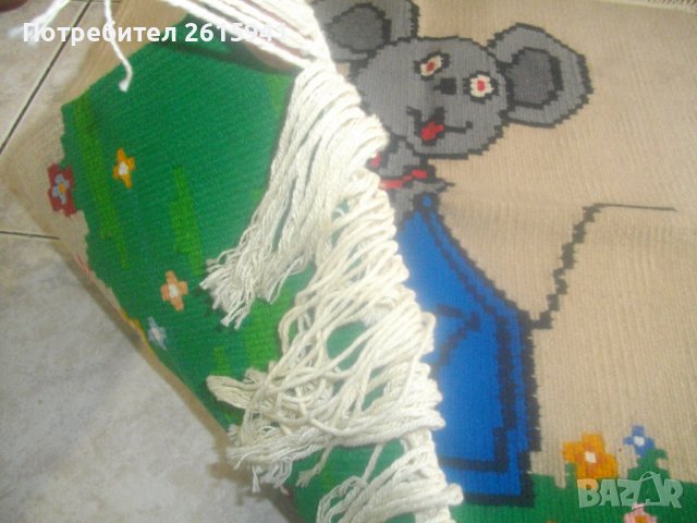 Нов Ръчно Тъкан Детски Килим-Двулицев-67х59см-Дебел, снимка 14 - Други - 38981651