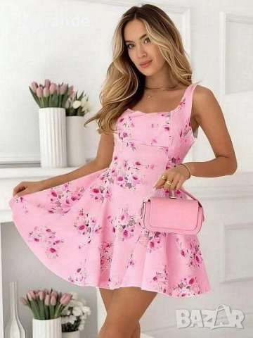  🎀Лятна розова рокля на цветя, снимка 3 - Рокли - 54034704