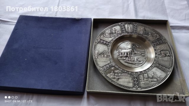 Автентична немска калаена чиния за стена Bergwerk Ensdorf маркирана, снимка 2 - Антикварни и старинни предмети - 38276247