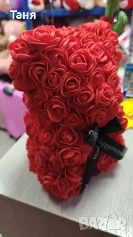 Мече от рози, 25см с подаръчна кутия в 3 цвята, снимка 4 - Други - 48574373