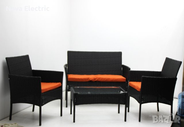 Градински Мебели От Ратан - 4 Части Черно/Кафяво