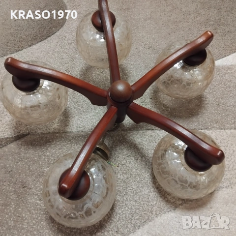 Полилей за хол с 5 лампи, снимка 3 - Лампи за таван - 53895913