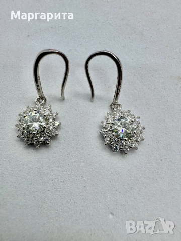 Сребърни обеци с мойсанит (диамант) 0.5 карата , снимка 4 - Обеци - 52260760