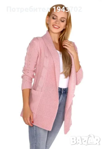 Отворена дамска жилетка в розово Jimie, снимка 2 - Жилетки - 48169170