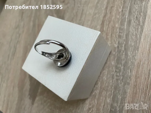 Сребърен пръстен с черен камък Оникс., снимка 3 - Пръстени - 48831001