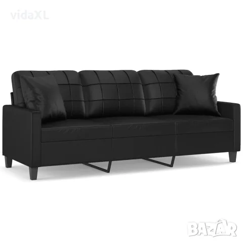 vidaXL 3-местен диван с възглавници, черен, 180 см
