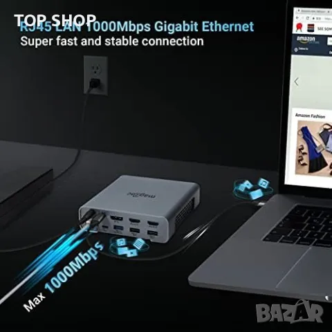 Нова USB C Докинг Станция 16 в 1 с Тройно 4K HDMI Излъчване, снимка 4 - Друга електроника - 49458014