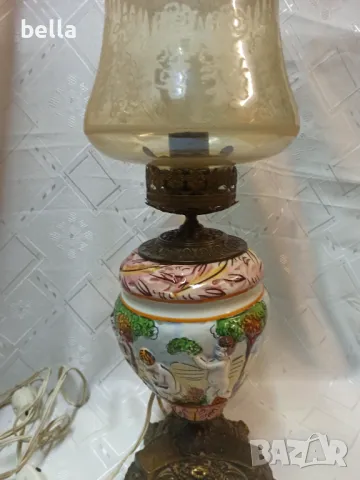 Антикварна висока настолна лампа Capodimonte, снимка 6 - Антикварни и старинни предмети - 49646525