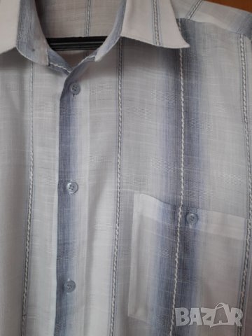 Мъжка лятна риза къс ръкав на райета в синьо и бяло , снимка 3 - Ризи - 29163111