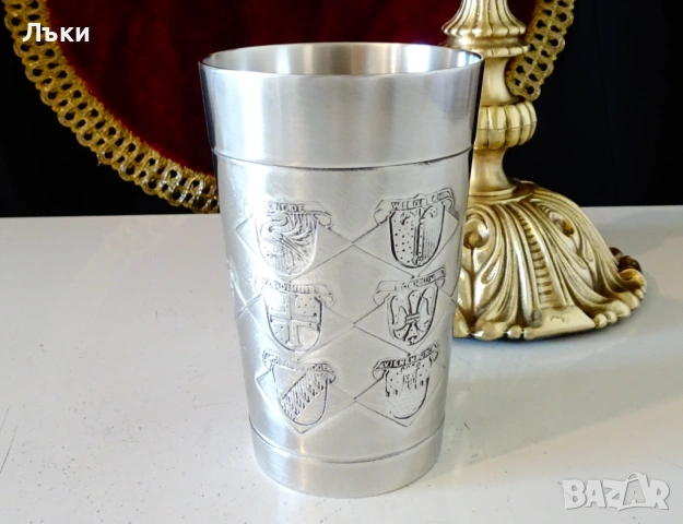 Калаена чаша 450 мл.,рицар,замък,знамена. , снимка 6 - Антикварни и старинни предмети - 54305658