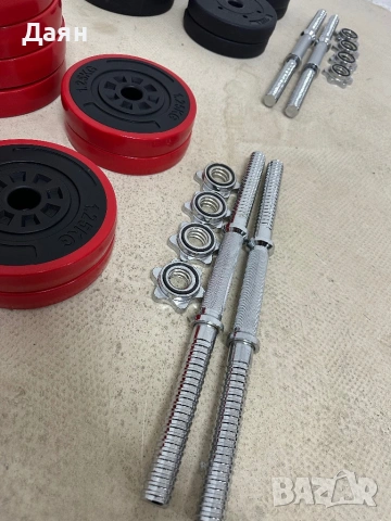 Сет от два дъмбела + дискове обща маса 30кг , снимка 4 - Фитнес уреди - 53132590