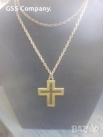 Колие двулицев кръст, снимка 2 - Колиета, медальони, синджири - 38215080