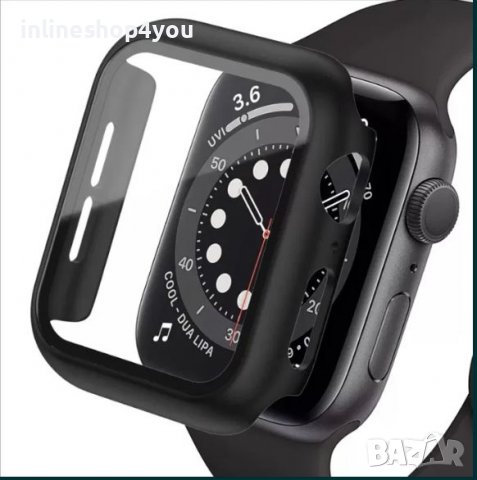 Матов Кейс + Стъклен Протектор за Apple Watch 8 7 6 SE 5 45mm 41 44 40, снимка 1